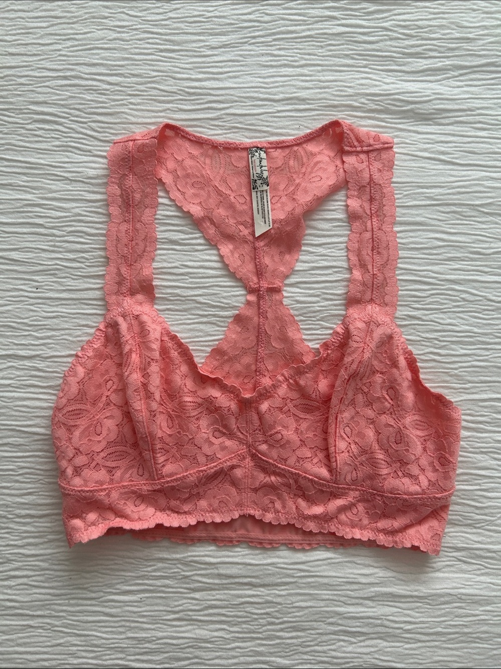 Free People Coral/Pink Lace Racerback Bralette